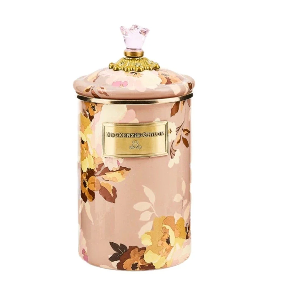 Mackenzie Child Wild Rose Mauve 3pc Canister set New